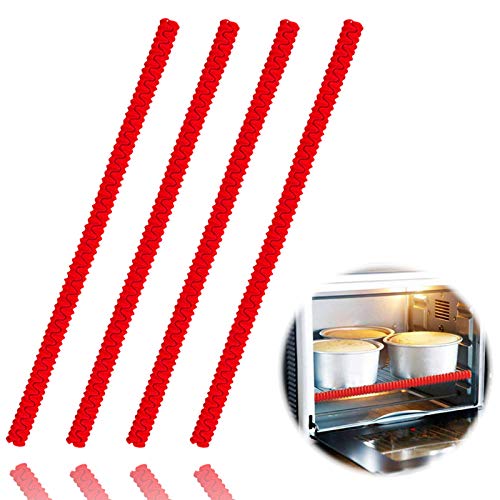 Oven Rack Shields  4 Pack Heat Resistant Silicone Oven Rack Cover 14 inches Long Oven Rack Edge Protector Protect Against Burns and Scars (Red)