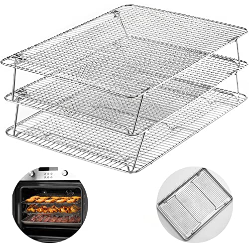 Stainless Steel Stackable Cooling Rack for Baking 3 Tier 118x 165Oven  Dishwasher Salf and Fit Half SheetWire Cooling Racks for Cookie Pizza Cake