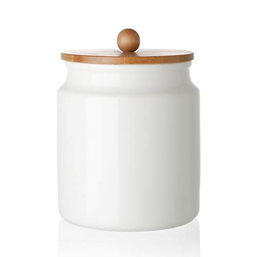 SWEEJAR Kitchen Canisters 28 FLOZ Ceramic Food Storage Jar with Bamboo Lid and Seal Ring for Serving Ground Coffee Tea Sugar Salt(White)