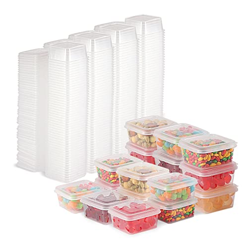 RIKICACA 4 oz Plastic Containers With Lids Portion Cups With Lids Jello Shot Cups Sauce Cups Disposable Condiment Cup for Salad Dressing 200 Pack