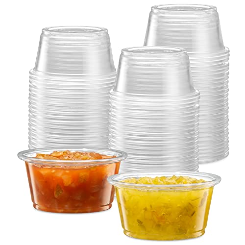2 oz  200 Cups Clear Diposable Plastic Portion Cups No Lids Small Mini Containers For Portion Controll Jello Shots Meal Prep Sauce Cups Slime Condiments Medicine Dressings Crafts Disposable Souffle Cups  Much more