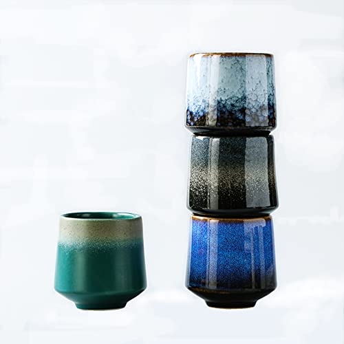 Ceramic Tea Cups Japanese Tea Cup SetEspresso CupPorcelain Coffee CupsLIUCUON Set of 4 Tea Mugs for Home  Office75 oz(Reactive)