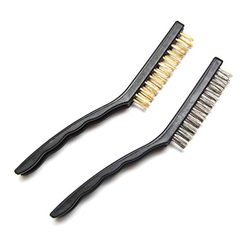 BBQ Grill Brushes (2 Count) Stainless Steel Brass Heavy Duty Scratch Brush Set Bristles Brush for BBQ Grill Brush Cleaning Kitchen etc