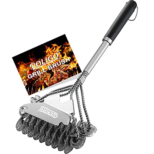 POLIGO 18 Grill Cleaner Brush Safe Grill Brush and Scraper Bristle Free  Stainless Steel BBQ Brush for Grill Cleaning  Wireless Grill Brush with BBQ Scraper for Grill  Gifts for Grill Wizard