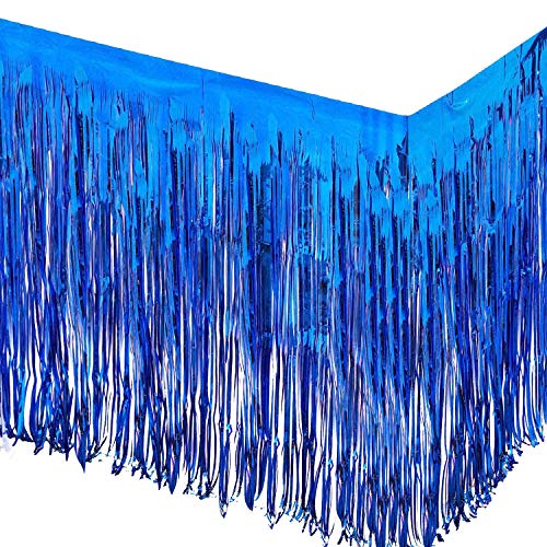 Allgala 2Pack 29x108 Inch Metallic Foil Fringe Tinsel Table Skirts for Party Event DecoratonBlueBD52806