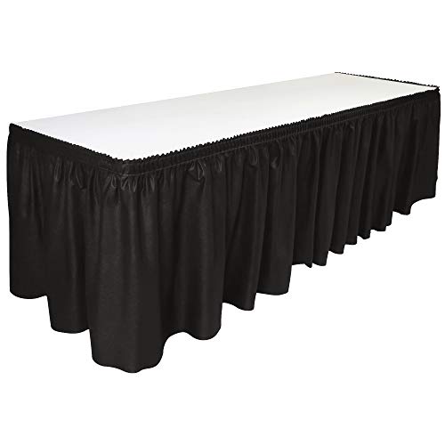 DecorRack Table Skirt 29 in x 14 ft BPA Free Plastic Tableskirt Disposable Reusable Rectangular Tablecloth Skirt Black (1 Pack)