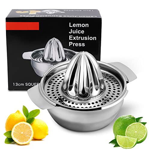 TRUSBER Citrus Hand Lemon Juicer Stainless Steel Citrus Manual Juicer Squeezer with Strainer  Bowl for LemonOrangeGrapefruit  Dishwasher Safe