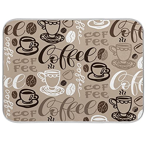 Coffee Dish Drying Mat 18 x 24 Inch Large Coffee Drying Mat with High Absorbent Reversible Microfiber Coffee Bean Dish Rack Pad Dish Drainer Mat Brown Coffee Mat for Kitchen Counter Coffee Bar
