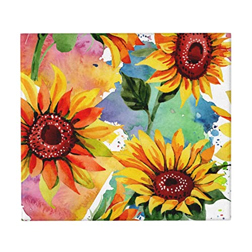 Watercolor Style Sunflower Dish Drying Mat for Kitchen Colorful Wildflower Microfiber Absorbent Dish Draining Mat Heat Resistant Drying Pad for Counter 16 x 18 inch