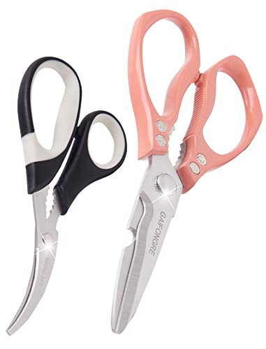 GAIFONGRE Heavy Duty Kitchen Shears SetStainless Steel Serrated BladeMultipurpose Heavy Duty Scissors and Shrimp Scissors for ChickenFish MeatVegetables Color Pink
