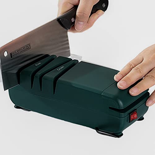 Professional Kitchen Electric Knife Sharpening Station Electric Knife Sharpeners For120Degree Straight And Serrated Knives Get Best Condition Universal Stainless Steel Knife Sharpener Dark Green