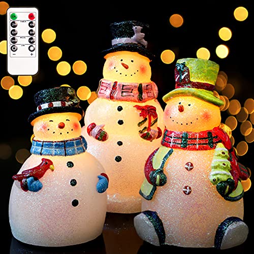 FLAVCHARM Christmas LED Flameless Candles Snowman Novelty Lighting Battery Operated Remote Control Real Wax LED Flickering Candles Decorative for Holiday Winter Bedroom Party