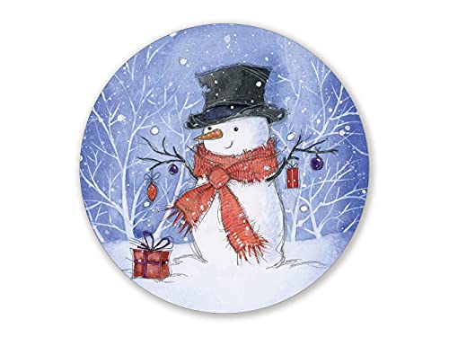 Retro Metal Tin Sign 12 X 12 Inches Winter Snowman Metal Sign for Christmas Wreaths Round Tin Sign Funny Novelty Metal Retro Wall Decor for Home Gate Garden Bars Restaurants Cafes Office Pubs Club