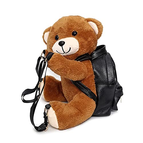XinMaJiaSnail Plush Cute Bear Backpack Winter Shoulder Crossbody Fuzzy Bags for Women Men Girls Novelty and Fashion College Schoolbag (Small)