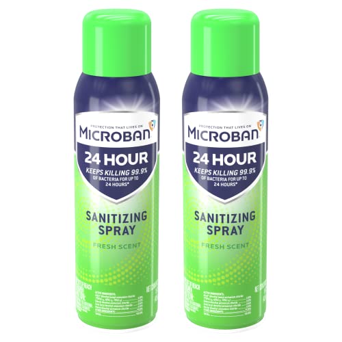 Microban Disinfectant Spray 24 Hour Sanitizing and Antibacterial Spray Sanitizing Spray Fresh Scent 2 Count (15 fl oz Each)