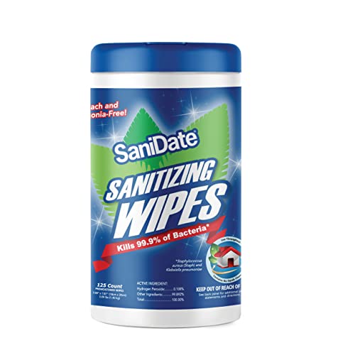 SaniDate Hard Surface Sanitizing Wipes  125 count  EPA Registered  No Rinse  Green Cleaning