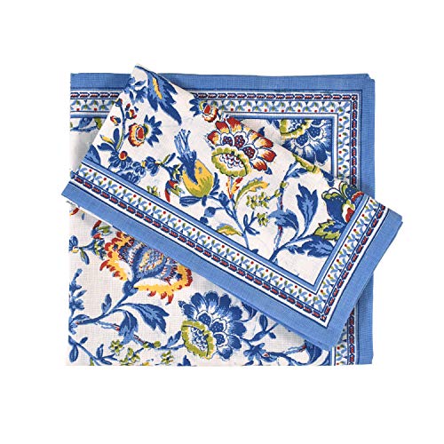FINGERCRAFT Cloth Napkins Set of 12 Cotton Linen Blend Printed Dinner Napkins Perfect for Parties Dinners Weddings Cocktail Christmas Napkins Cloth 20x20 Blue Floral