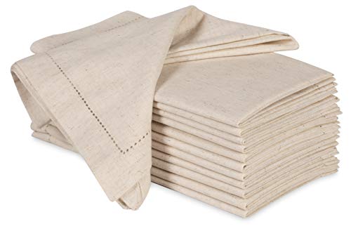 Ramanta Home Cloth Dinner Napkins in Cotton Flax Fabric with Hemstitched  Tailored Mitered Corner Finish Size 20x20 inch Set of 12