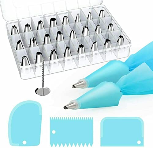 CNCEST 32Pcs Piping Set Icing Tips Cake Decorating Nozzles Sugarcraft Pastry Kit
