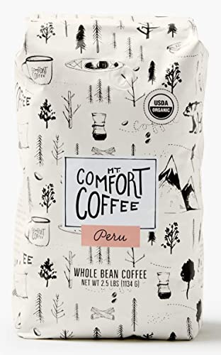 Mt Comfort Coffee Organic Peru Medium Roast 25 lb Bag  Flavor Notes of Nutty Chocolate  Citrus  Sourced From Small Peruvian Coffee Farms  Roasted Whole Beans