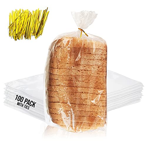 Reusable Plastic Bread Bags for Homemade Bread  100 Pack Clear Bread Bag with Ties For An Airtight Moisturefree Preservation and Storage Bread Loaf Bags for Home Bakers and Bakery Owners