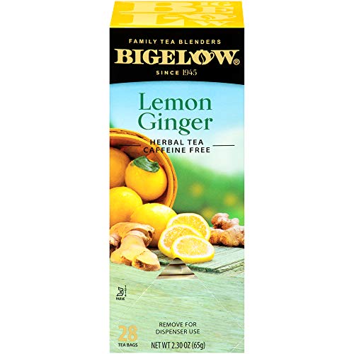 Bigelow Lemon Ginger Herbal Tea Bags 28Count Box (Pack of 1) Lemon Ginger Tea Bags Herbal Tea All Natural Gluten Free