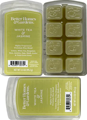 Better Homes and Gardens  White Tea and Jasmine 35oz Scented Wax Cubes 3Pack Green 35oz (992g) x 3