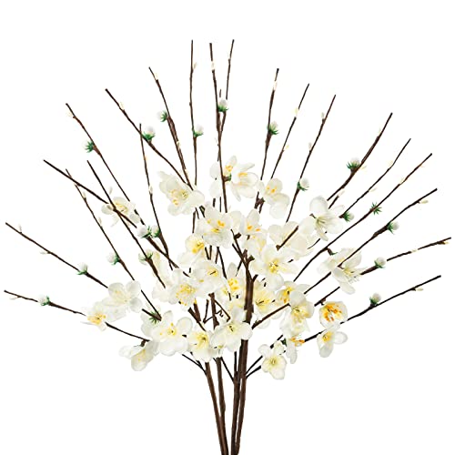 Phliofd 4 Pcs Jasmine Artificial Flowers Long Stem Vase Flowers24 Faux Flower for Wedding Home Festive Winter Spring Floral Decor White
