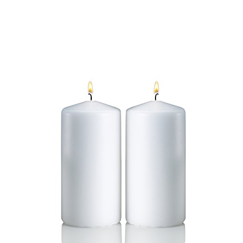 White Jasmine Pillar Candles  Set of 2 Scented Candles  6 inch Tall 3 inch Thick  36 Hour Clean Burn Time