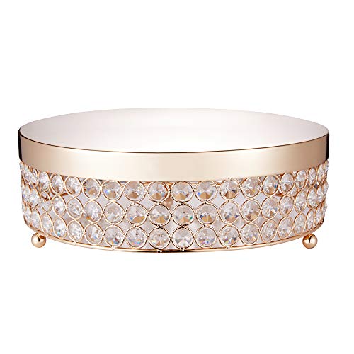12 inch Gold Round Cake Stand with Shining Crystal Beads Dessert Cookies Fruit Serving Tray for Wedding Birthday Party (Gold 12)