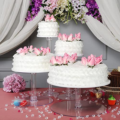 Efavormart Lovely 4 Tier Acrylic 16 inch Crystal Glass Clear Cake Dessert Decorating Stand For Birthday Xmas Party Wedding