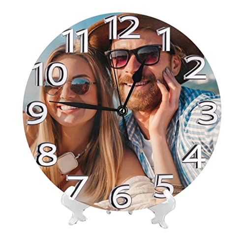 Custom Wall Clock with Pictures Personalized Photo Wall Clocks with Image Logo Text for Living Room Decor DIY Create Your own Wall Clock Battery Operated Silent Non Ticking 10 inch