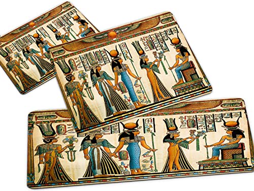 Kitchen Mats Set of 3 Egyptian Papyrus Depicting Queen Nefertari Making an Offering to Isis Image Print Non Slip Kitchen Rugs Kitchen Floor Mats for Kitchen Home Decor Washable Runner Rug Doormat
