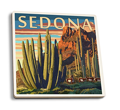 Sedona Arizona Organ Pipe Cactus (Absorbent Ceramic Coasters Set of 4 Matching Images Cork Back Kitchen Table Decor)