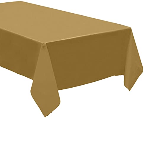 QQOUTLET Pack of 4 Disposable Plastic Tablecloths  Table Covers 54 x 108 inches Each (Gold)