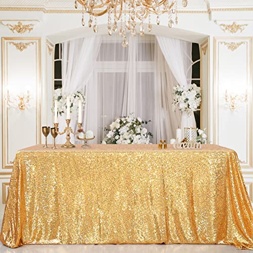 Sparkly Drape Tablecloth Gold Tablecloth Sequin Fabric Tablecloth for Ceremony Party Halloween 50x80 Inch