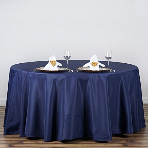 BalsaCircle 10 pcs 120 inch Navy Blue Round Tablecloths Fabric Table Cover Linens for Wedding Party Polyester Reception Events Kitchen Dining