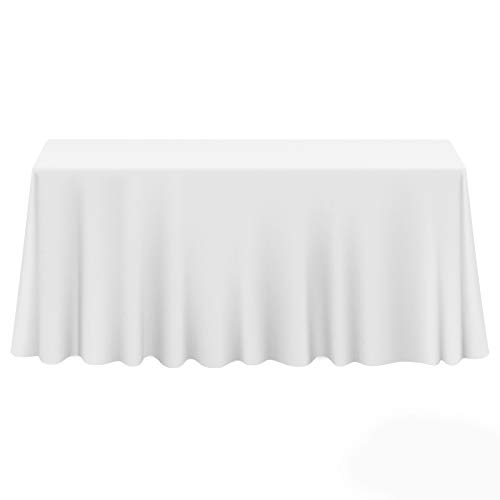 Lanns Linens  90 x 132 Premium Tablecloth for Wedding  Banquet  Restaurant  Rectangular Polyester Fabric Table Cloth  White