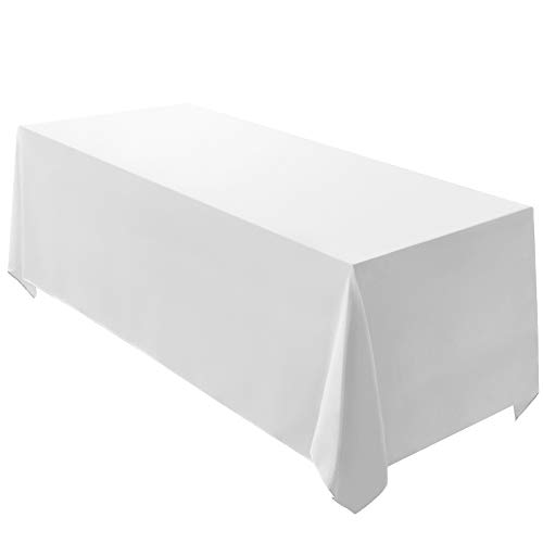 Surmente Tablecloth 90 x 132Inch Rectangular Polyester Table Cloth for Weddings Banquets or Restaurants (White) …