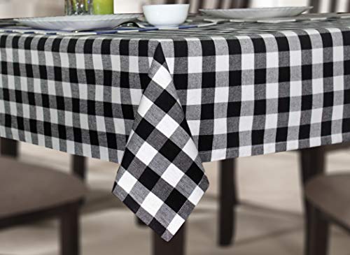 COTTON CRAFT Countryside Classic Gingham Buffalo Check Plaid Tablecloth  Premium Cotton Halloween Harvest Autumn Fall Thanksgiving Holiday Christmas Xmas Dining Celebration Festive Party52x70 Black
