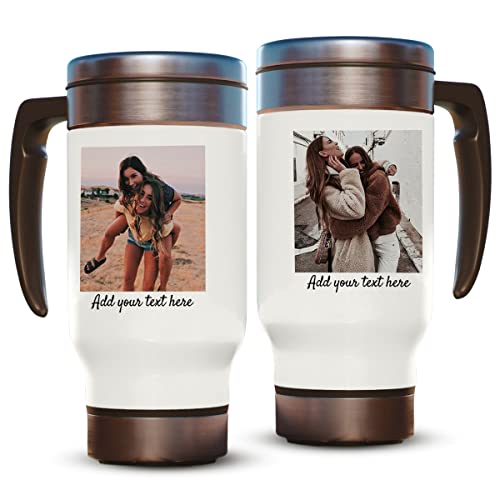 Magizak Travel Coffee Mug with Handle Custom Photo Gifts Personalized Coffee Tumbler with Picture Text Message 14oz Insulated Stainless Steel Cups For Best Friends Gift (Bestfriend)