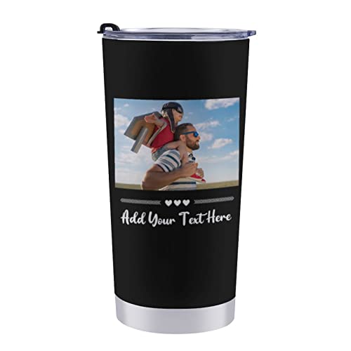 Personalized Picture Tumbler for Men Women Custom Travel Mug with Photo Image  Text Gift for Dad Mom Families FriendsInsulated Stainless Steel Coffee Cup Multi Color