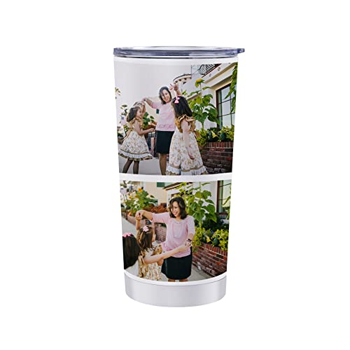 Personalized Travel Tumbler 20 oz Custom Coffee Mugs with Picture Stainless Steel Vacuum Insulated Cup with Lid Best Friend Gift Idea for Graduation Birthday Christmas Fathers Day