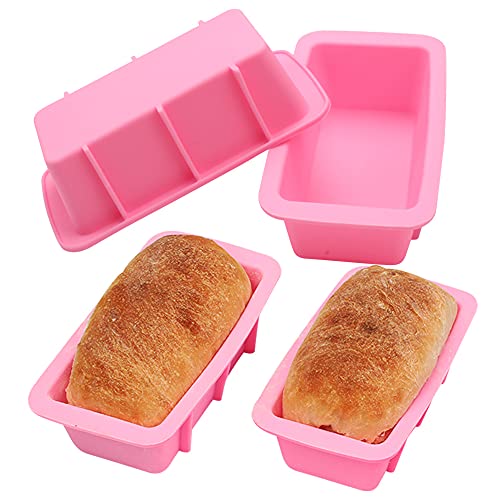 BAKER DEPOT Silicone Mini Bread Loaf Pans for Baking Nonstick Small Toast Cake Bakeware 65 inch Rectangle Mould DIY Handmade Soap Set of 4