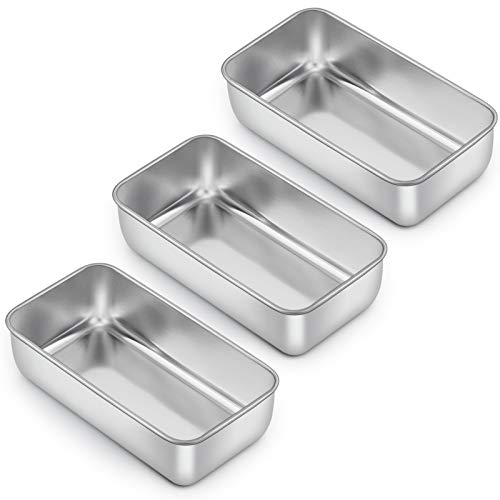 Loaf Pan for Baking Bread Efar 9 x 5 Inch Stainless Steel Baking Loaf Pans Metal Bakeware for Bread Meatloaf Cake Brownies Healthy  Non Toxic Easy Release  Dishwasher Safe  Set of 3