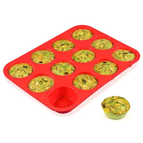12 Cups Silicone Muffin Pan  Nonstick BPA Free Cupcake Pan 1 Pack Regular Size Silicone Mold