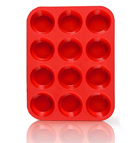 NonSticky Silicone Muffin Pan—Muffin Molder for Muffins and Cupcakes—Cupcake silicone molder—Baking Accessory—12 X Muffin Molders (12 HoleRedNew1 PCS)