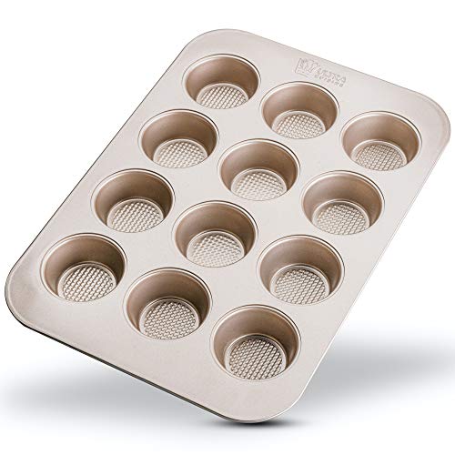 Nonstick Muffin Pan For Baking  Large 12Cup Cupcake Pan  FoodSafe Nonstick Easy Release Coating Durable WarpResistant ScratchResistant Superior Baking Performance Designed Muffin Tray