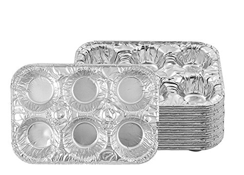 PARTY BARGAINS 6Cup Aluminum Muffin Pans  (20 Pack) Standard Size Cupcake Aluminum Pans Favorite Muffin Tin Size for Baking Cupcakes