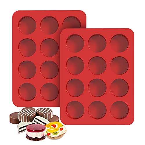2 inch Chocolate Covered Oreo Molds Silicone  Set of 2  24 Cup SILIVO Chocolate Cookie Molds for Baking Round Silicone Molds for Sandwich CookieMuffinCupcakePuddingChocolate Coated Oreos